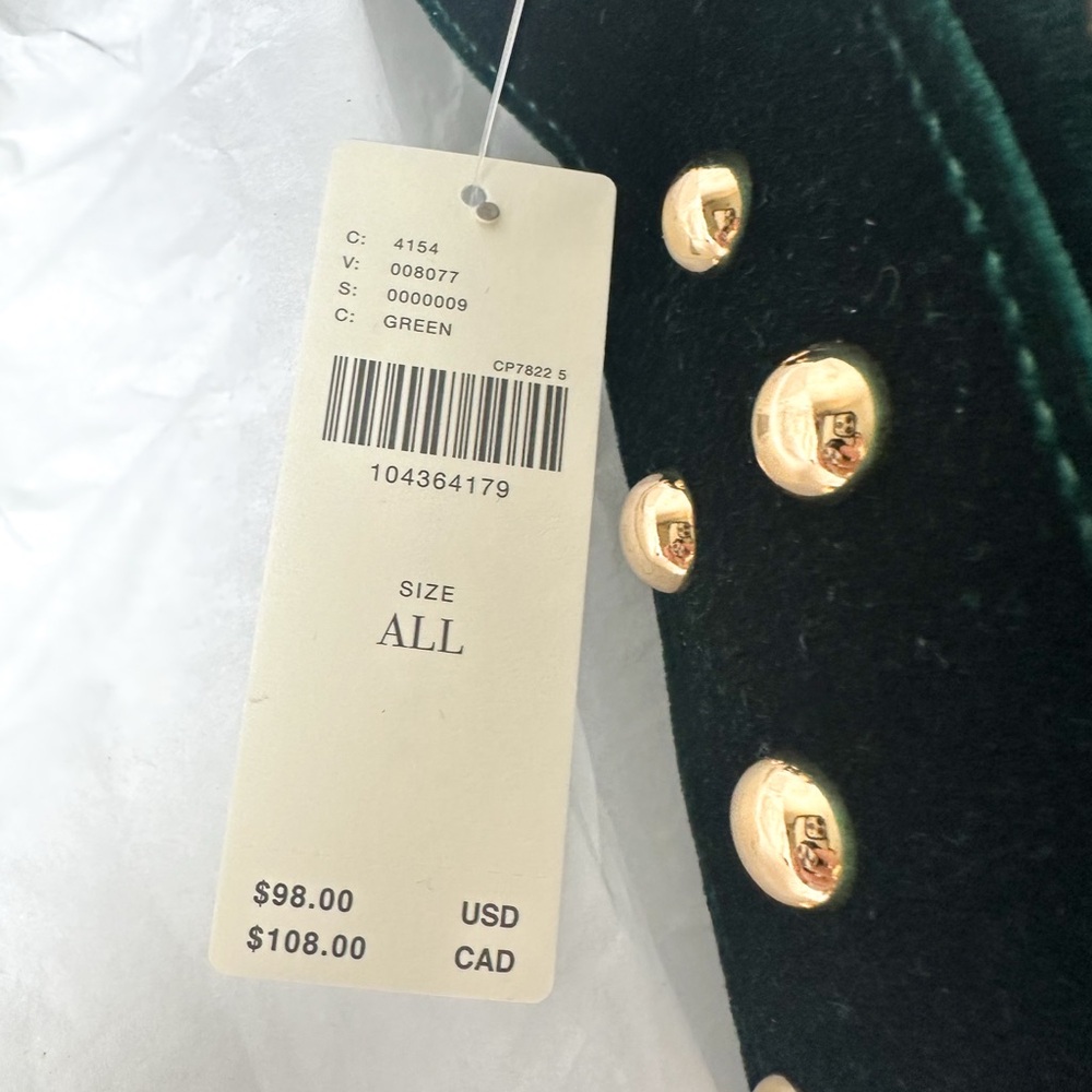 Anthropologie Studded Velvet Shoulder Bag in Green NWT - Picture 5 of 13